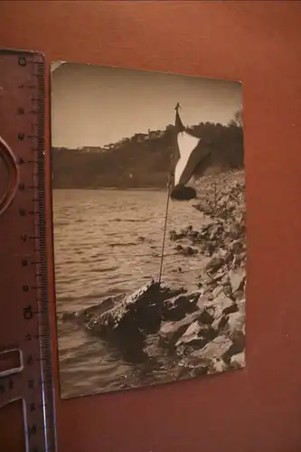 tolles altes Foto - Küste mit Fahne ? Italien -  1900-1920 ??