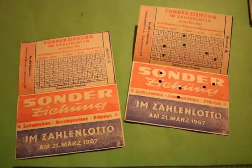 zwei alte Lotteriescheine Sonderziehung 1967  - DDR