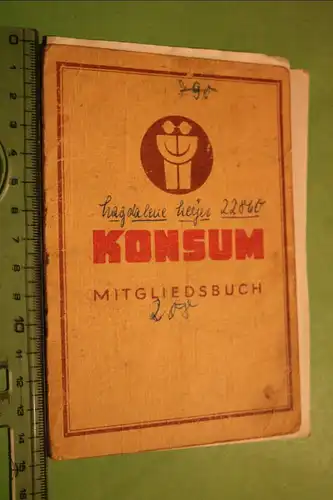 tolles altes Konsum Mitgliedsbuch ab 1951 mit Beiblatt