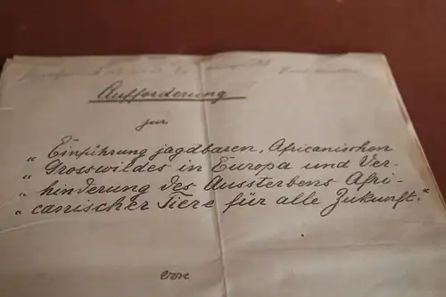 handgeschriebene Mitteilungen  Zoologische Farm Löwenhöhe - F. v. Bronsart