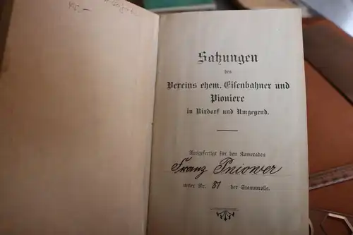 tolles altes Büchlein - Satzungen des Vereins ehem. Eisenbahner u. Pio. Rixdorf