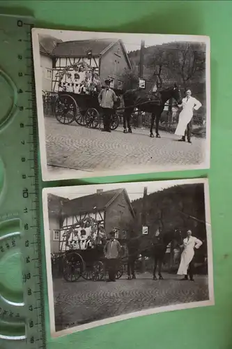 zwei tolle alte Foto - geschmückter Festwagen mit Kindern - 30-40er Jahre Ort ?