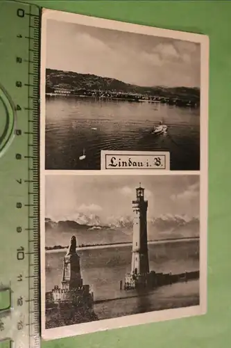 tolle alte Karte - Lindau i.B.  See und Leuchtturm - 1955