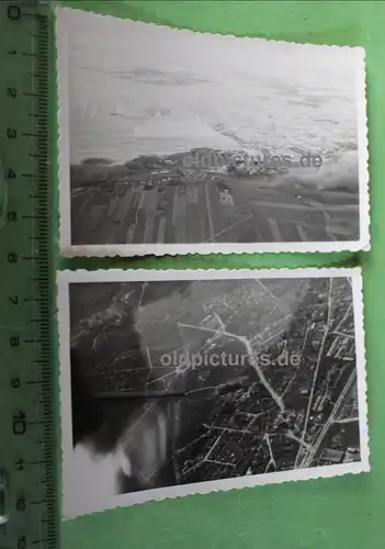 zwei  alte Fotos - Luftbilder 1. Angriff auf ??? 06. April 1941