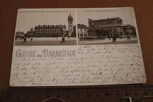 tolle alte Karte   Darmstadt - Ernst-Ludwig Platz und Theater - 1900-1910 ??