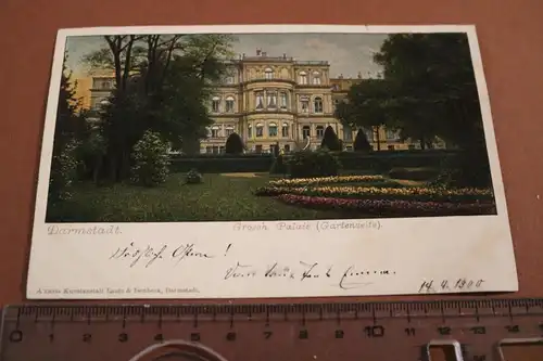 tolle alte Karte   Darmstadt - Grossh. Palais  Gartenseite -  1900