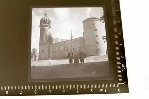 tolles altes Negativ -  Schloß ?? Burg ??  am Turm steht was geschrieben ??