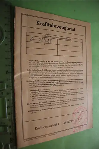 toller alter Kraftfahrzeugbrief für einen Lloyd LP900 - Baujahr 1960