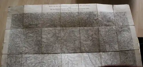 tolle alte Manöverkarte von 1909 Dienstgebrauch - Großraum Sachsen