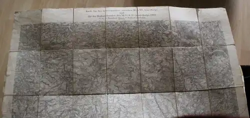 tolle alte Manöverkarte von 1909 Dienstgebrauch - Großraum Sachsen 