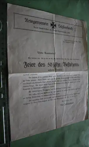 tolles altes Festprogramm 50jährges des Kriegervereins Schlierbach - 1925