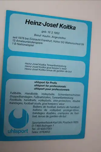 tolle alte Karte - Heinz-Josef Koitka - Eintracht Frankfurt mit Autogramm