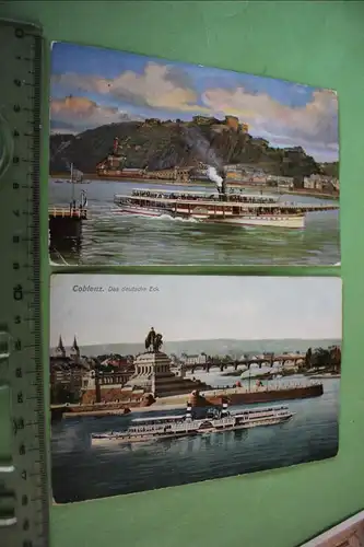 zwei tolle alte Karten - mit Raddampfern 1908 und später