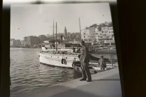 drei tolle alte Negative - Soldat am Hafen Le Tréport ?? Frankreich - Hotel Cala