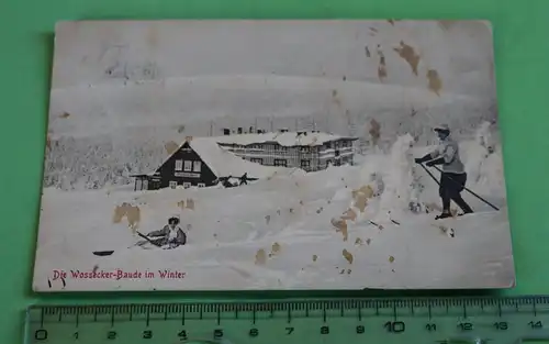 tolle alte Karte-  Die Wassecker-Baude im Winter - 1912