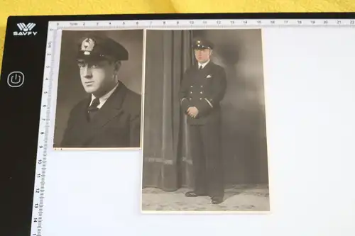 zwei tolle alte Fotos - Portrait eines Kapitäns ? eins handcoloriert  1938