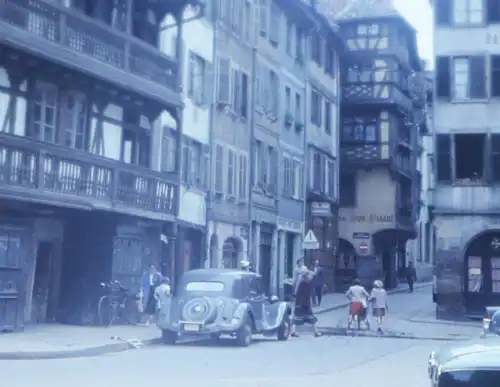 tolles altes Farbdia - 50-60er Jahre  Place de la Grande Boucherie, Straßburg