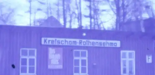 tolles altes Farbdia - 50-70er Jahre  Bahnhof Kretscham-Rothensehma