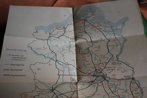 tolles altes Jugendherbergs-Verzeichnis DDR 1960 mit Karte