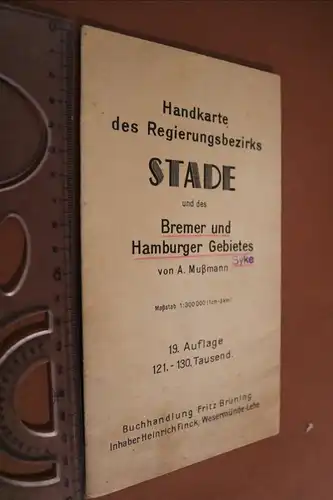 tolle alte Handkarte  des Regierungsbezirks Stade und Bremer und Hamburger Gebie