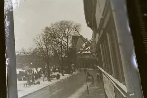 zwei tolle alte Glasnegative - 6x9  Markplatz ??? Obelisk - Gebäudefront