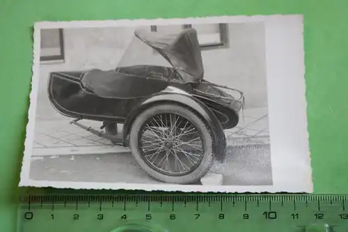 tolles altes Foto - Oldtimer Motorrad Beiwagen - Marke ???