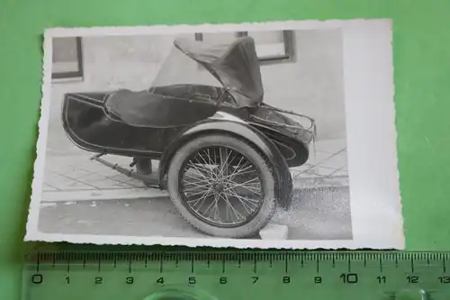 tolles altes Foto - Oldtimer Motorrad Beiwagen - Marke ??? 