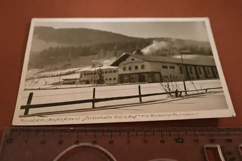 tolle alte Karte -  Hausham Bayr. Alpen - Ferienheim Glück Auf - 50-60er Jahre