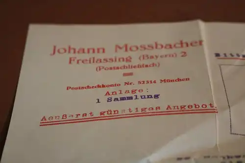 tolle alte Privat-Mitteilung - Johann Mossbacher - Briefmarkenhändler ? 1928
