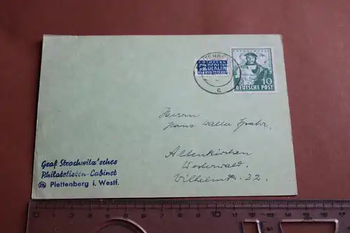 tolle alte Karte mit Briefmarke Exportmesse Hannover 1949  + Notopfer