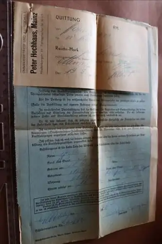 tolle alte Belege des Omnibusbetrieb und Fahrschule Hochhaus , Mainz 1942