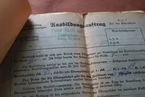 tolle alte Belege des Omnibusbetrieb und Fahrschule Hochhaus , Mainz 1942