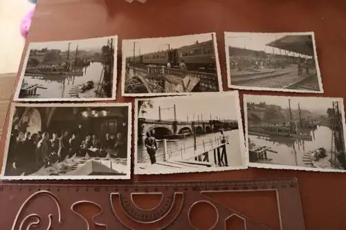 sechs tolle alte Fotos - Soldaten Eisenbahnbrücke usw. Dresden ???