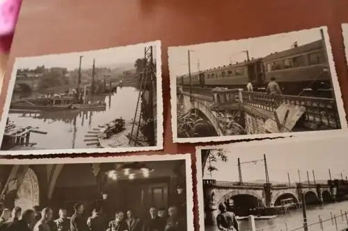 sechs tolle alte Fotos - Soldaten Eisenbahnbrücke usw. Dresden ???