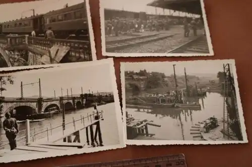 sechs tolle alte Fotos - Soldaten Eisenbahnbrücke usw. Dresden ???