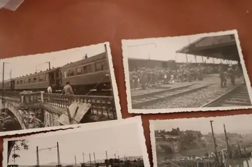 sechs tolle alte Fotos - Soldaten Eisenbahnbrücke usw. Dresden ??? 