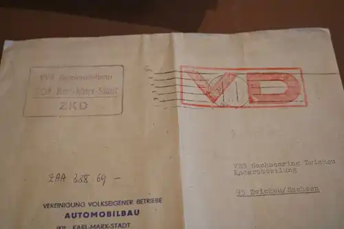 toller alter Briefumschlag der VVB Automobilbau -ZKD  1969