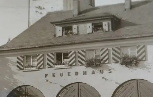 tolles altes Glasnegativ - Gebäude - Feuerhaus -  Feuerwehr - Ort ????