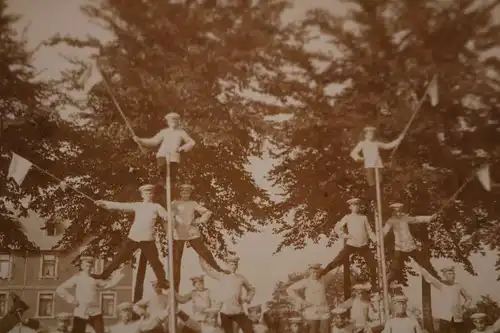 tolles altes Foto auf Pappe - Schüler ? Kadetten ?? Sport Pyramide - Gütersloh