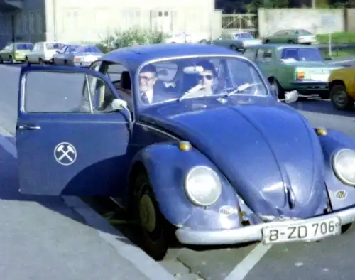 vier tolle alte Farbnegative - Oldtimer VW Käfer - Saale-Klinik  usw.