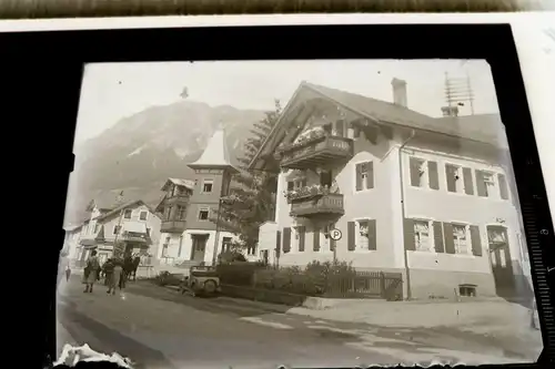 tolles altes Glasnegativ - mir leider unbekannter Ort ?? Bayern ?? Berge ?