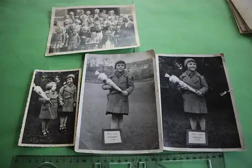 vier tolle alte Foto - Mädchen mit Schultüte - Schulklasse Einschulung 1939 Ort?