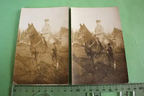 zwei tolle alte Fotos - Soldat auf einem Pferd - Kavallerie ?? 