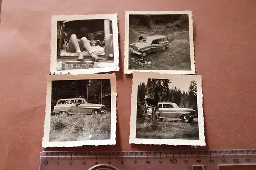 vier tolle alte Fotos Oldtimer Opel Record Caravan - 50er Jahre noch Zonenkennze