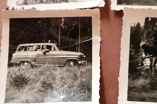 vier tolle alte Fotos Oldtimer Opel Record Caravan - 50er Jahre noch Zonenkennze