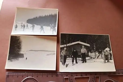 drei tolle alte Fotos Skilehrgang mit Uffz. Vorschule Wetzlar - Westerwald 1943