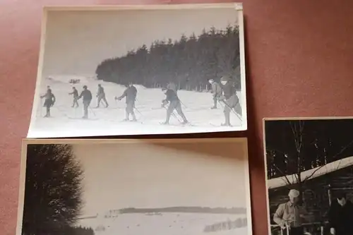 drei tolle alte Fotos Skilehrgang mit Uffz. Vorschule Wetzlar - Westerwald 1943