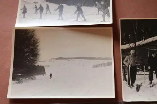 drei tolle alte Fotos Skilehrgang mit Uffz. Vorschule Wetzlar - Westerwald 1943