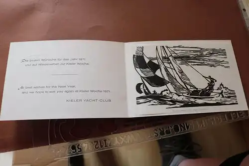 tolle alte Karte Kieler Yacht-Club mit Originalschnitt von Arndt Georg Nissen