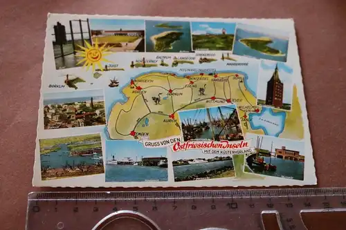 tolle alte Karte -Gruß Ostfriesische Inseln  70-80er Jahre ?